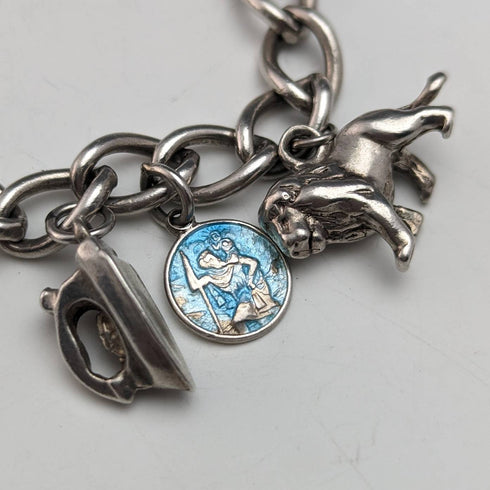 英国ヴィンテージ 純銀製 チャームブレスレット 45g