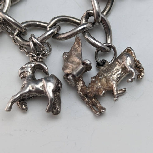 英国ヴィンテージ 純銀製 チャームブレスレット 45g