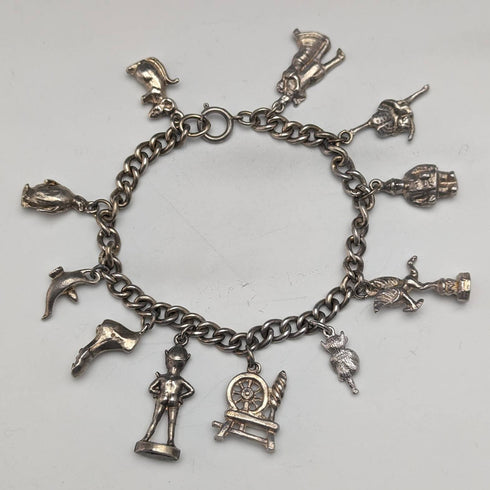 英国ヴィンテージ シルバー チャームブレスレット 46g