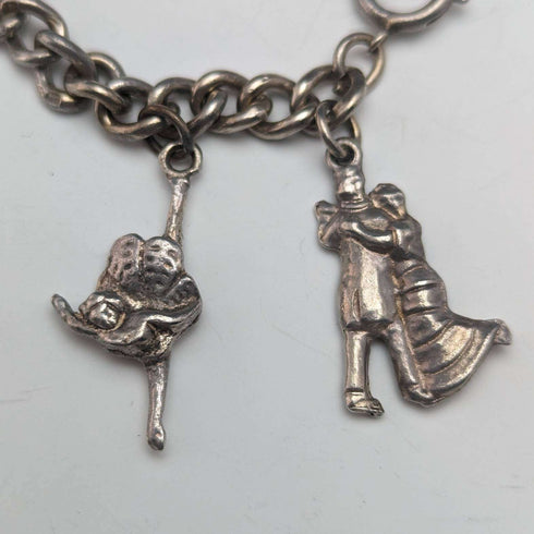 British vintage silver charm bracelet 46g