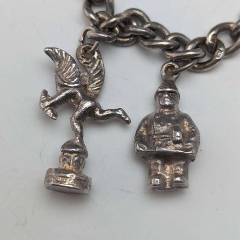 British vintage silver charm bracelet 46g
