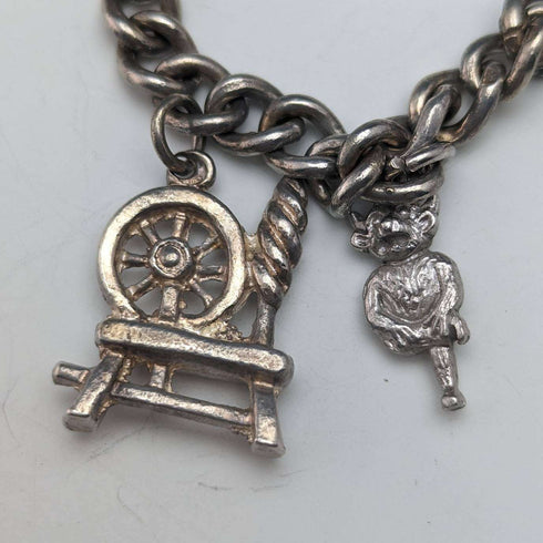 British vintage silver charm bracelet 46g