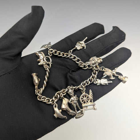 英国ヴィンテージ シルバー チャームブレスレット 46g