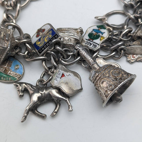 英国ヴィンテージ シルバー チャームブレスレット 75g