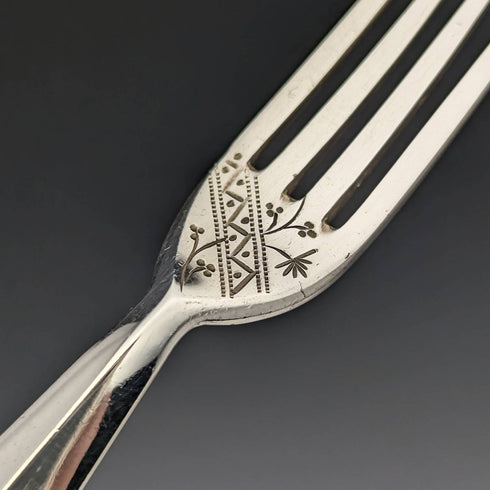 1880 British antique white butterfly shell handle dessert cutlery 6 pair set William Batt and Sons wooden box