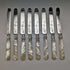 Around 1870 British Antique White Pearl Shell Handle Dessert Cutlery 8 Pair Set in Wooden Box