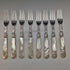 Around 1870 British Antique White Pearl Shell Handle Dessert Cutlery 8 Pair Set in Wooden Box