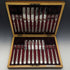 Late Victorian British antique silver plate dessert cutlery 12 pair set in wooden box
