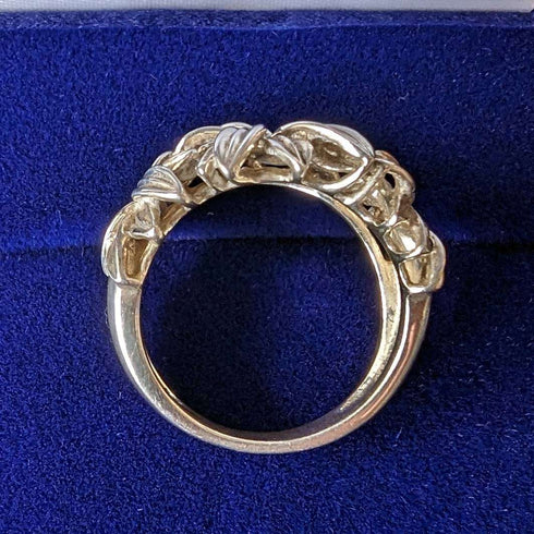 British Vintage Jewelry Flower Engraving Sterling Silver Ring