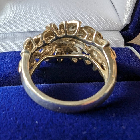 英國復古珠寶花卉雕刻純銀戒指