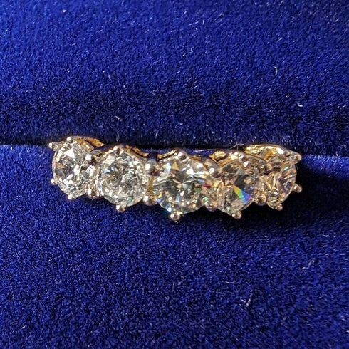 英國復古珠寶方晶鋯石 x5 9 克拉金戒指(10 號)戒指