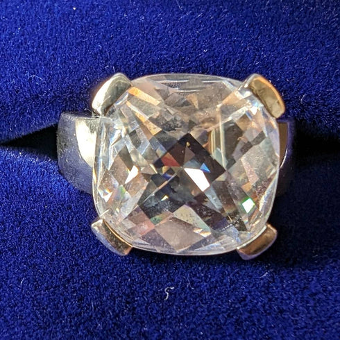 英國復古珠寶大號氧化鋯純銀戒指