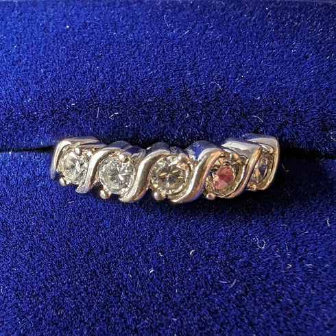 英國復古珠寶方晶鋯石 x5 純銀戒指