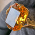 British Vintage Jewelry Amber Color Stone Rolled Gold Ring (Size 12)