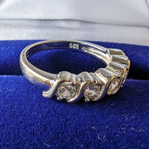 英國復古珠寶方晶鋯石 x5 純銀戒指