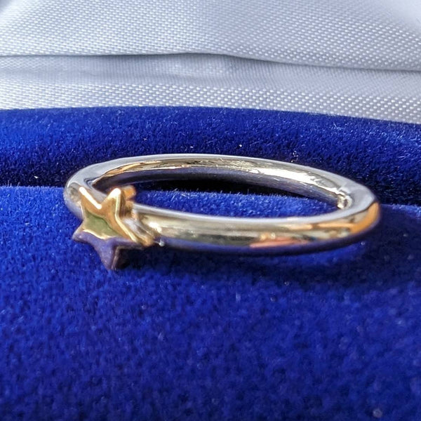 英國復古珠寶 9ct 金星純銀戒指