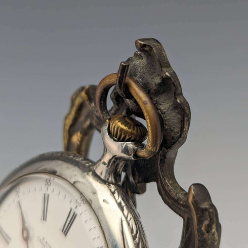 1940s Brass Chair Pocket Watch Holder Dark Red Seat