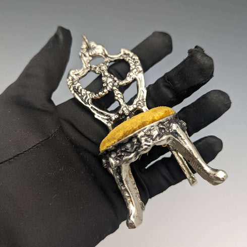 1940 年代黃銅椅懷錶架黃色座椅