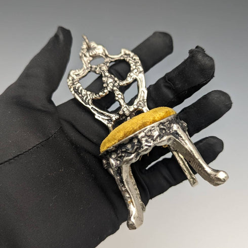 1940 年代黃銅椅懷錶架黃色座椅