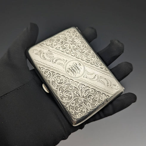 1899年 英国アンティーク 純銀製 両開き型カードケース 94g