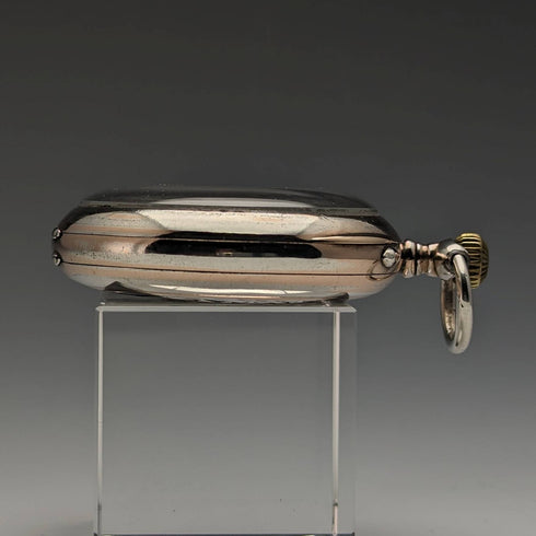 1911 年左右古董浪琴懷錶 Niello 裝飾銀色側殼 效果很好