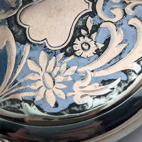 1911 年左右古董浪琴懷錶 Niello 裝飾銀色側殼 效果很好