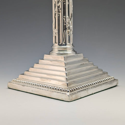 1889 British Antique Silver Plate Large Candlestick Candle Stand