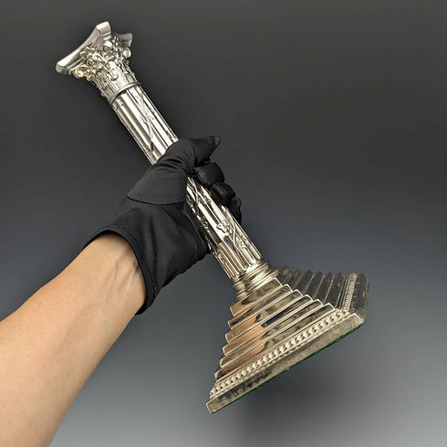 1889 British Antique Silver Plate Large Candlestick Candle Stand