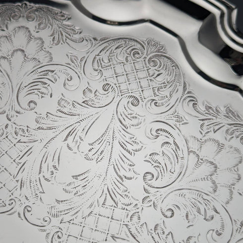 英國復古鍍銀托盤直徑 31 厘米安妮女王盒裝