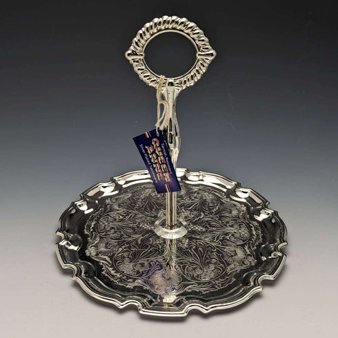 British Vintage Silver Plate & Glass Drink Server Set Queen Anne