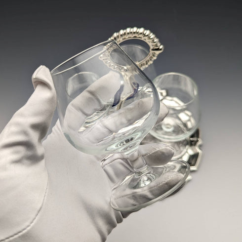 英国ヴィンテージ シルバープレート&グラス ドリンクサーバセット Queen Anne