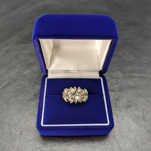 英國復古珠寶花卉雕刻純銀戒指