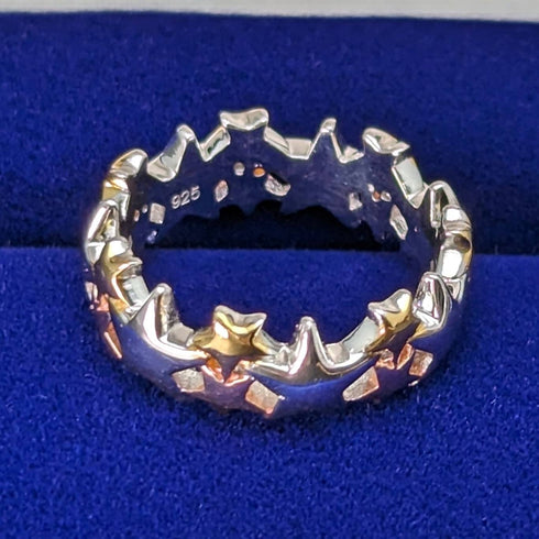 英國復古珠寶多色星星純銀戒指