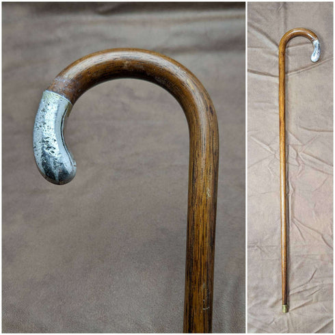 1928 British Vintage Men's Walking Stick with Curved Handle 78cm