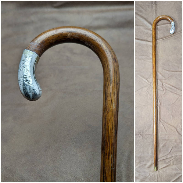 1928 British Vintage Men's Walking Stick with Curved Handle 78cm