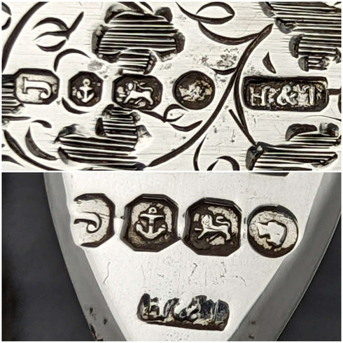 1858年 英国アンティーク 純銀ブレード カトラリーセット6x2 マホガニーケース入