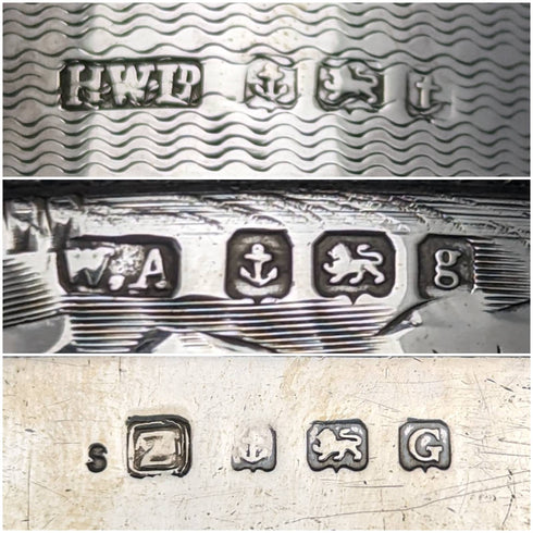 1900 年代早期英國古董純銀餐巾環 3 件混裝