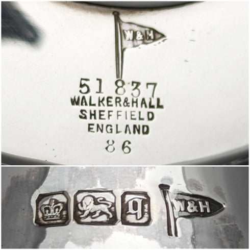 1908 British antique sterling silver compote 527g Walker and Hall