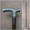 1890 British Antique Men's Walking Stick Pure Silver Derby Handle 92cm