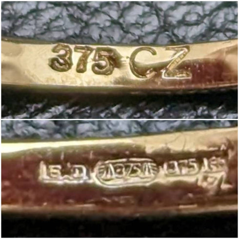 英國復古珠寶方晶鋯石 x5 9 克拉金戒指(10 號)戒指