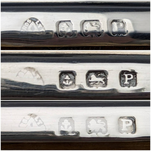 1939年 英国ヴィンテージ 純銀製ハンドル ブラシ3点セット エナメル装飾