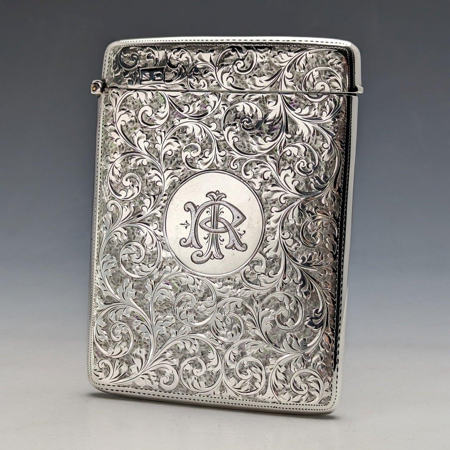 沸騰ブラドン 1898年 英国アンティーク 純銀製 カードケース 62g William 装身具
